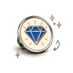 Illustration of a personalized pin with a diamond symbolizing a premium finish.