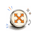 Illustration of a personalized pin with four arrows symbolizing the choice of size.