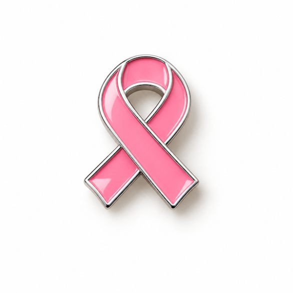 Pin’s ruban rose avec placage argenté